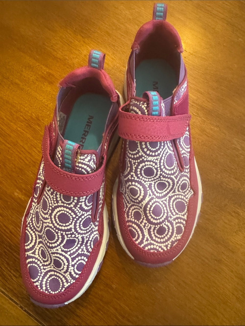 Merrell Kids Purple and Teal Slip-On Sneakers with Velcro Strap